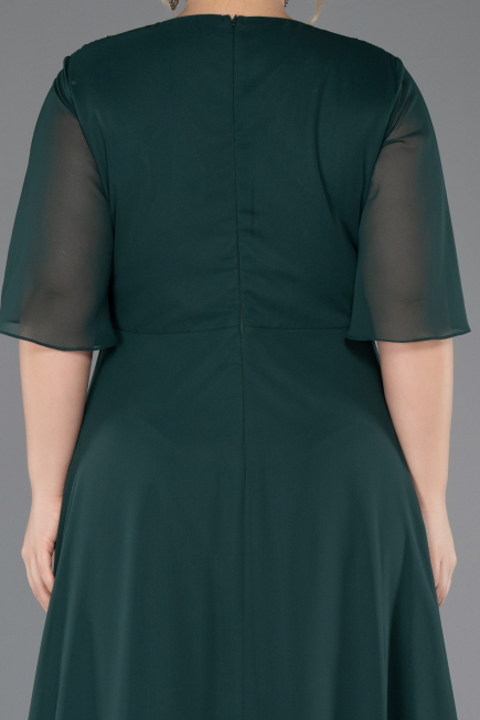 Long Emerald Green Chiffon Plus Size Evening Dress ABU5613