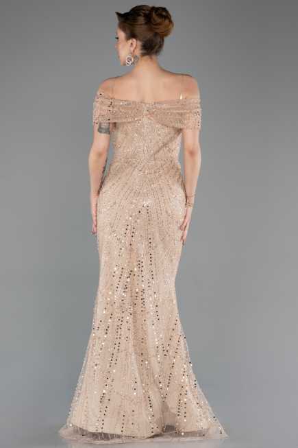 Long Gold Beaded Evening Dress ABU5694