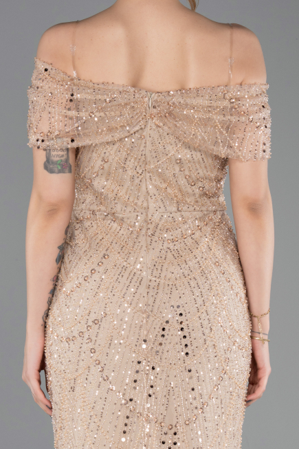 Long Gold Beaded Evening Dress ABU5694