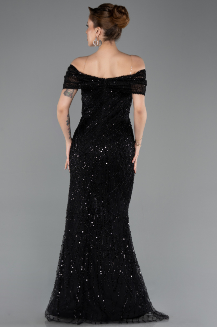 Long Black Beaded Evening Dress ABU5694