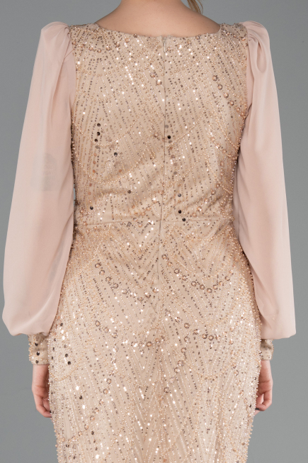 Long Gold Beaded Evening Dress ABU5695