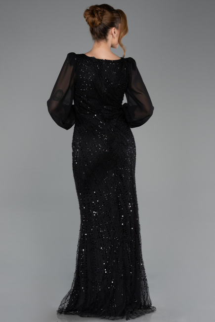Long Black Beaded Evening Dress ABU5695