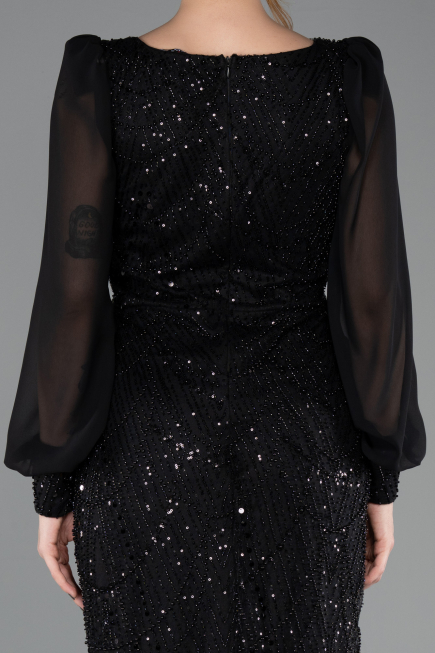 Long Black Beaded Evening Dress ABU5695