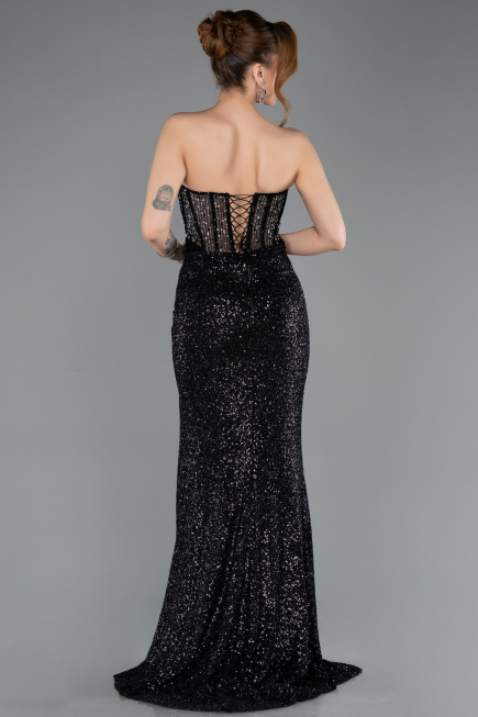 Long Black Beaded Evening Dress ABU5696