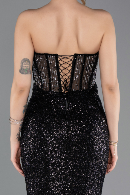 Long Black Beaded Evening Dress ABU5696
