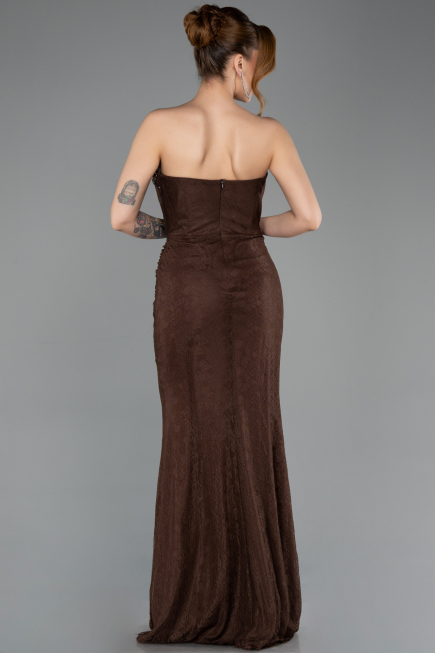Long Brown Dantelle Evening Dress ABU5717