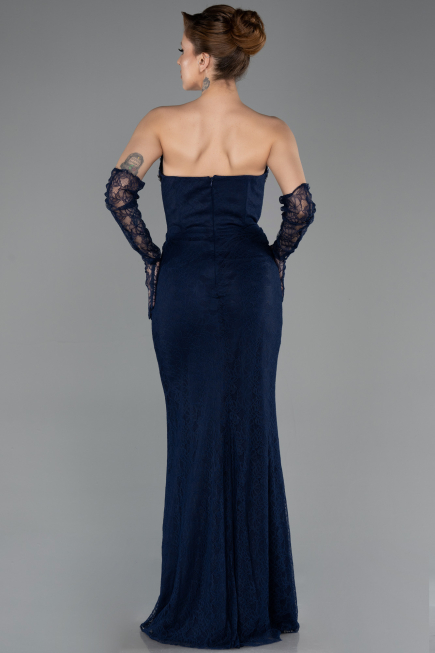 Long Navy Blue Dantelle Evening Dress ABU5717