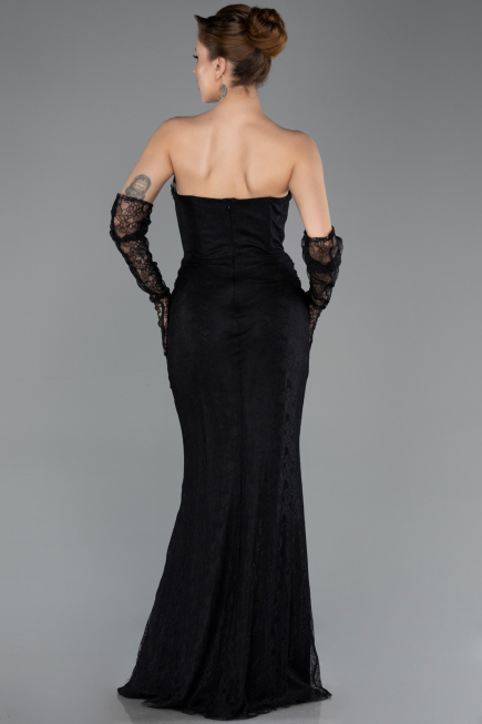 Long Black Dantelle Evening Dress ABU5717