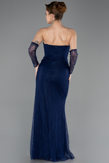 Long Navy Blue Dantelle Evening Dress ABU5700