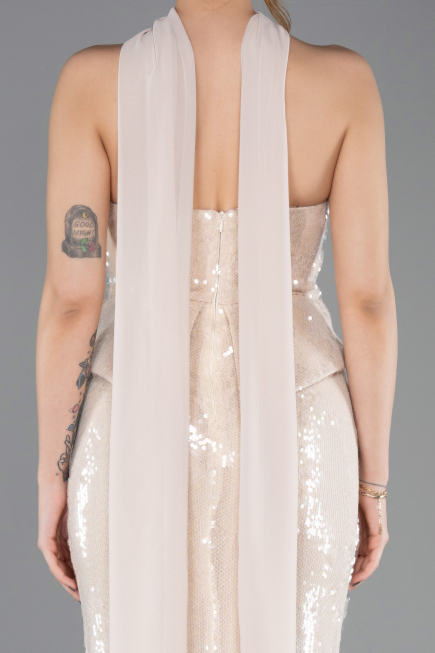 Long Beige Mermaid Prom Dress ABU5721