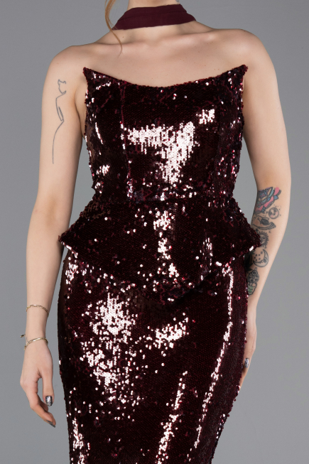 Long Burgundy Mermaid Prom Dress ABU5721