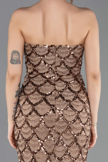 Long Copper Scaly Evening Dress ABU5701
