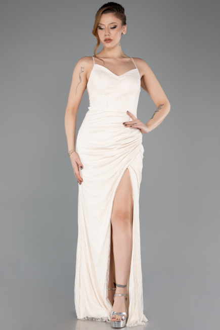 Long Beige Dantelle Prom Gown ABU5719