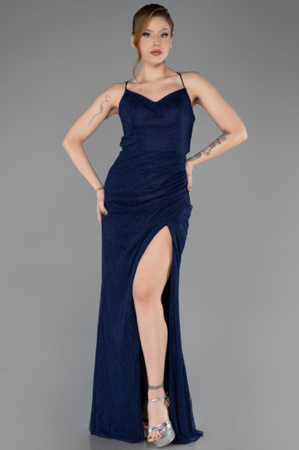 Long Navy Blue Dantelle Prom Gown ABU5719