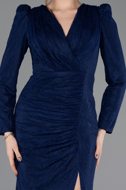 Long Navy Blue Dantelle Evening Dress ABU5720