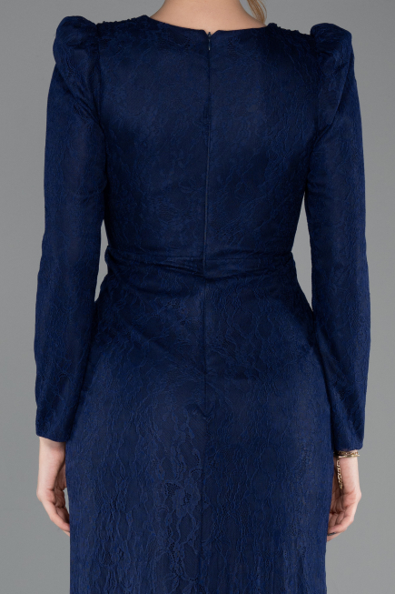 Long Navy Blue Dantelle Evening Dress ABU5720