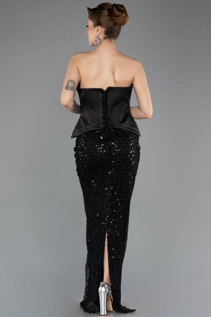 Long Black Scaly Evening Dress ABU5702