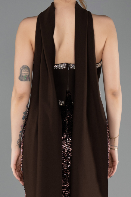 Long Brown Scaly Mermaid Evening Gown ABU5703
