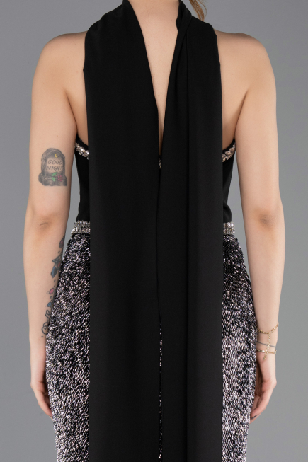 Long Black Scaly Mermaid Evening Gown ABU5703
