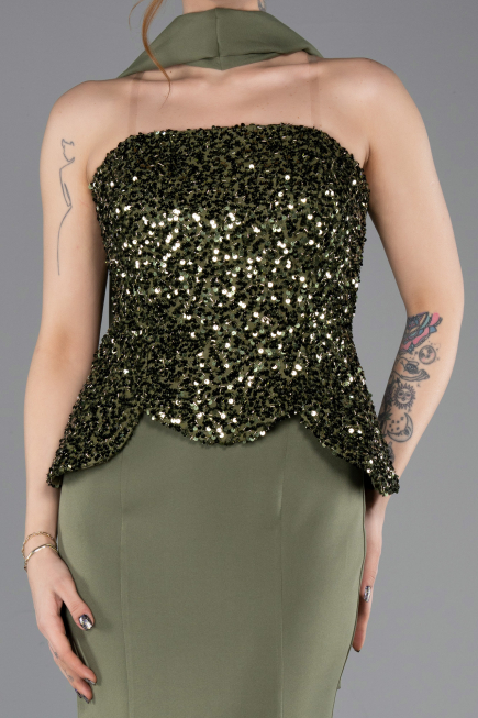 Long Olive Drab Mermaid Prom Dress ABU5704