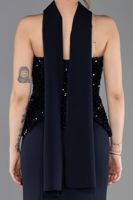 Long Navy Blue Mermaid Prom Dress ABU5704