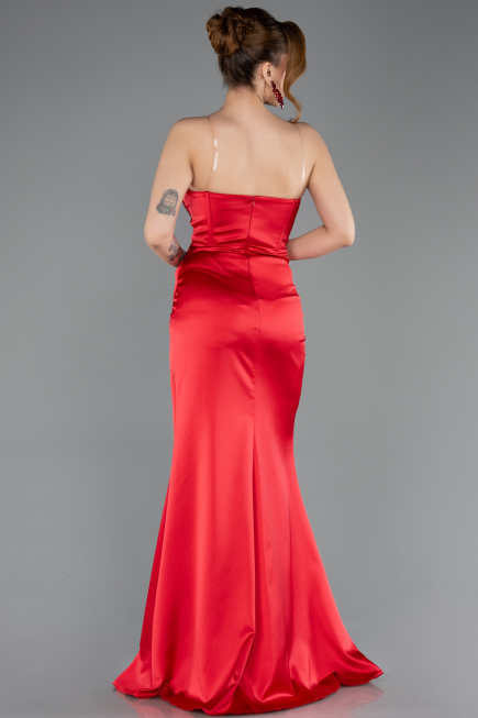 Long Red Satin Evening Dress ABU5708