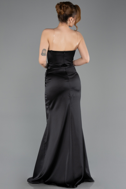 Long Black Satin Evening Dress ABU5708