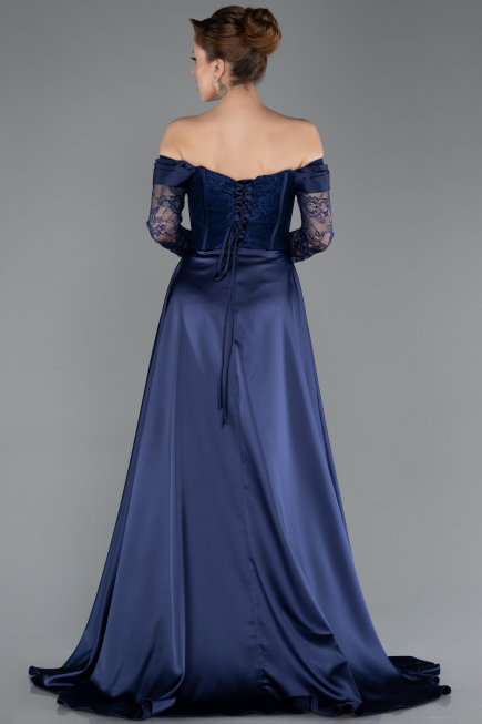 Long Navy Blue Dantelle Evening Dress ABU5723