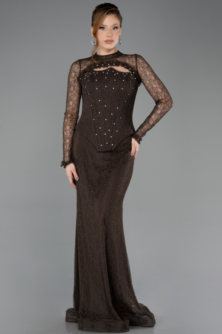 Long Brown Dantelle Mermaid Prom Dress ABU5725