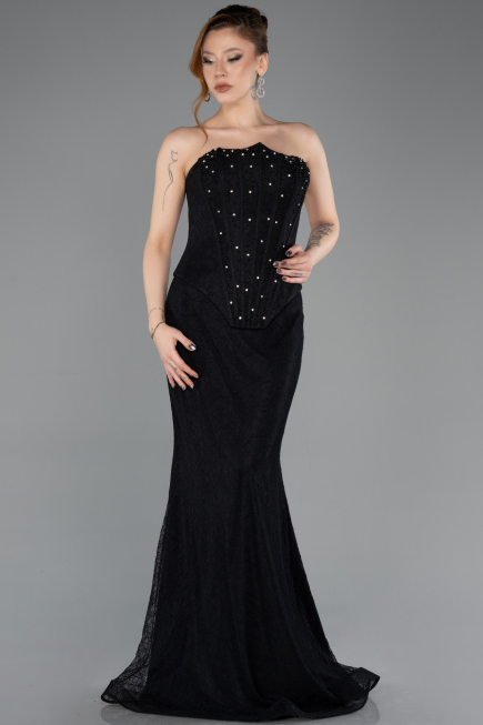 Long Black Dantelle Mermaid Prom Dress ABU5725