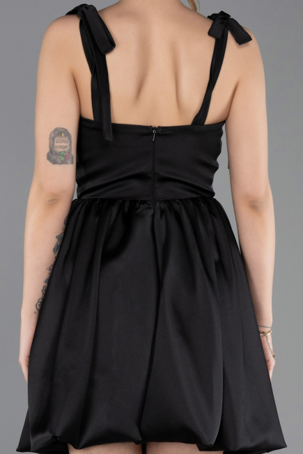 Short Black Satin Prom Gown ABK2536