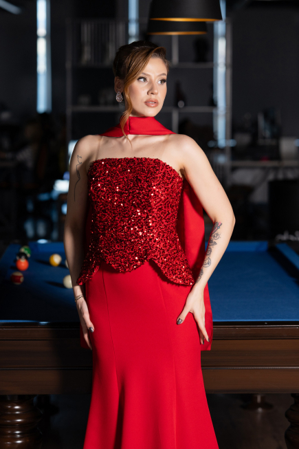 Long Red Mermaid Prom Dress ABU5704