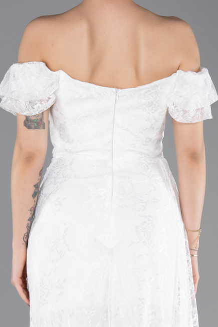 Long White Dantelle Evening Dress ABU5728