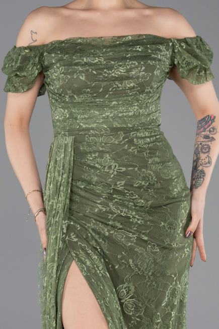 Long Olive Drab Dantelle Evening Dress ABU5728