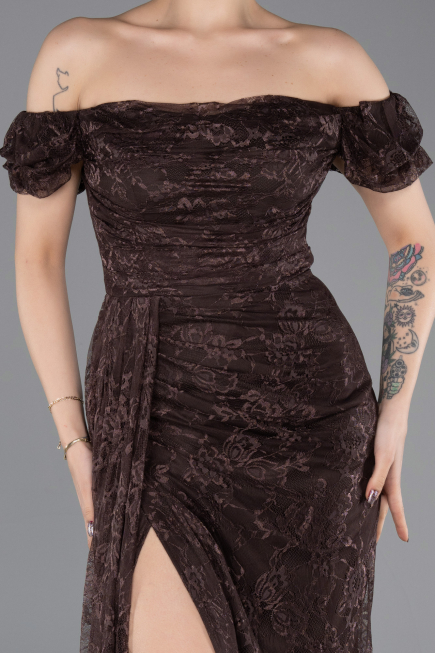 Long Brown Dantelle Evening Dress ABU5728