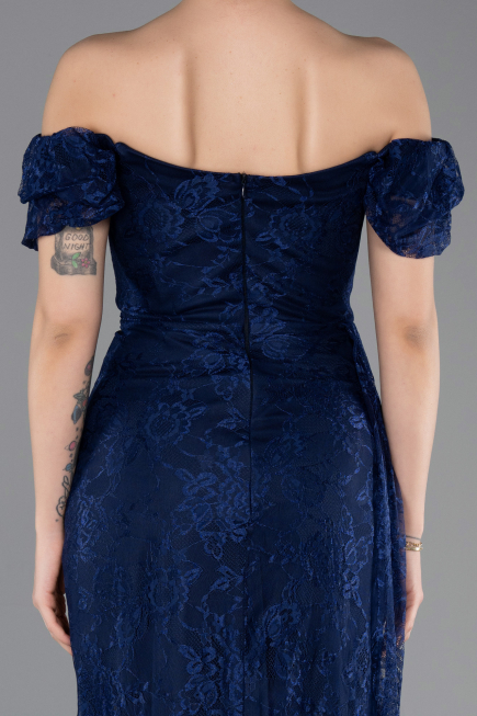 Long Navy Blue Dantelle Evening Dress ABU5728