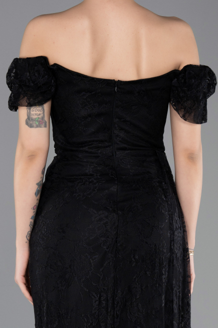 Long Black Dantelle Evening Dress ABU5728