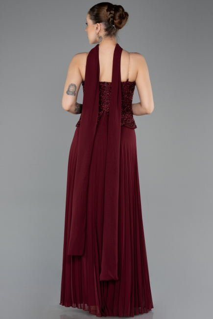Long Burgundy Chiffon Evening Dress ABU5715