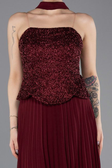 Long Burgundy Chiffon Evening Dress ABU5715