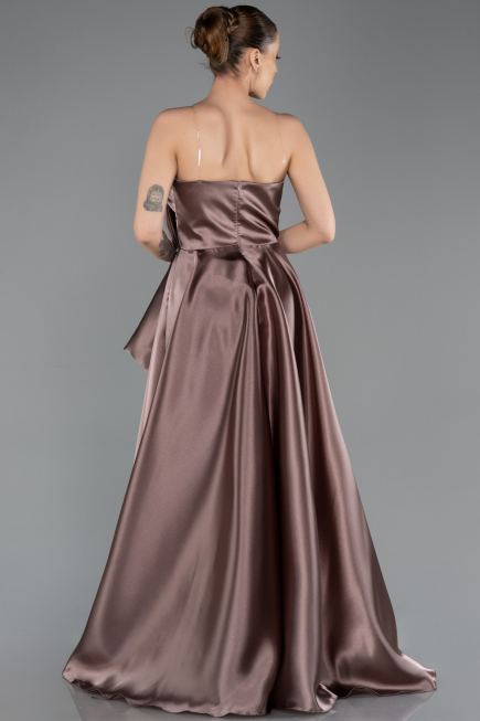 Copper Strapless Slit Long Satin Prom Dress ABU4561