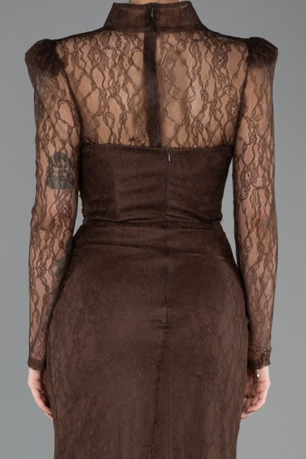 Long Brown Dantelle Evening Dress ABU5700