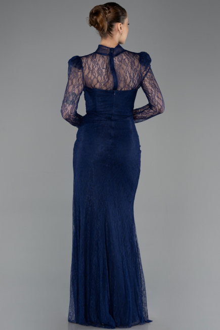 Long Navy Blue Dantelle Evening Dress ABU5700