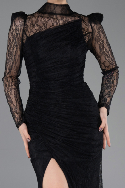 Long Black Dantelle Evening Dress ABU5700