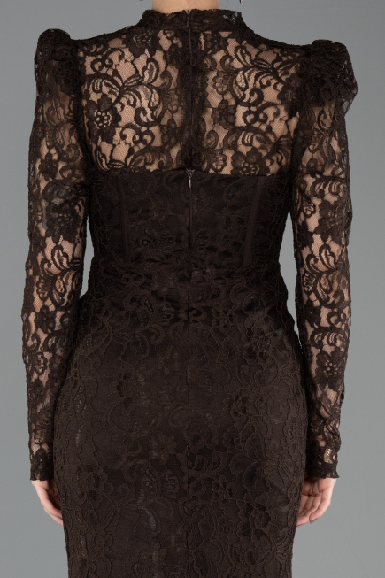 Long Brown Dantelle Evening Dress ABU5734