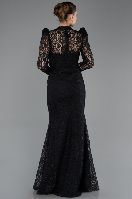 Long Black Dantelle Evening Dress ABU5734