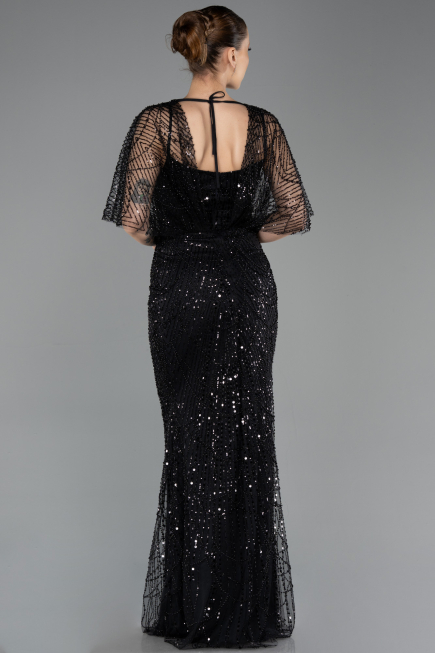 Long Black Beaded Evening Dress ABU5718