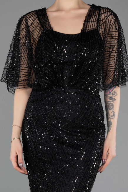 Long Black Beaded Evening Dress ABU5718