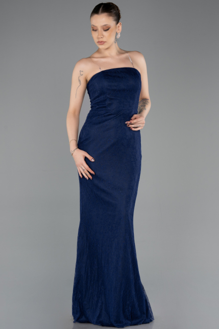Long Navy Blue Dantelle Evening Dress ABU5739