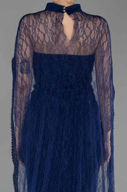 Long Navy Blue Dantelle Evening Dress ABU5739