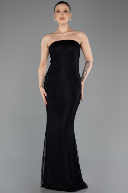 Long Black Dantelle Evening Dress ABU5739